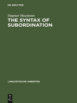 cover image of The Syntax of Subordination